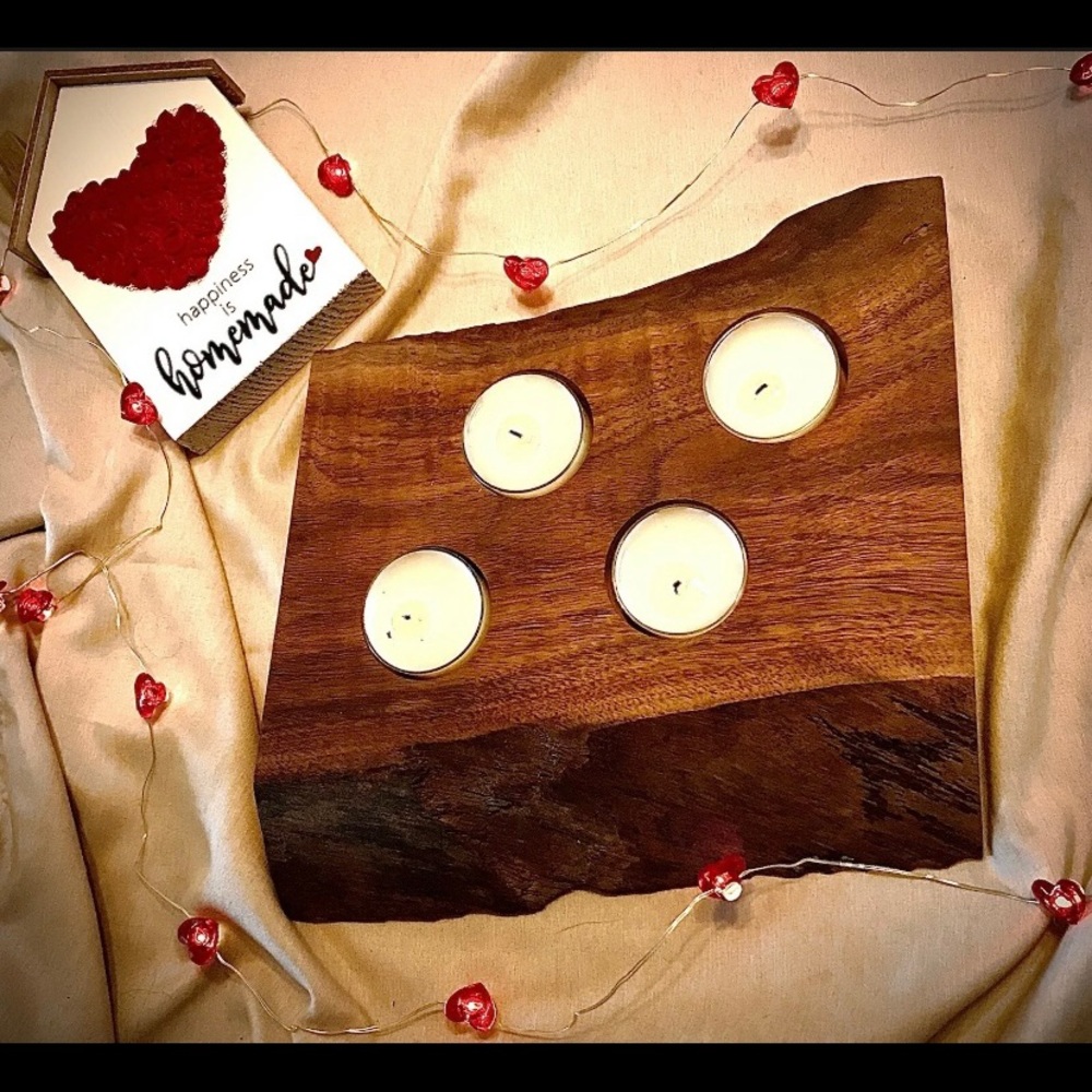 Live edge wooden,walnut,handmade tea light holder